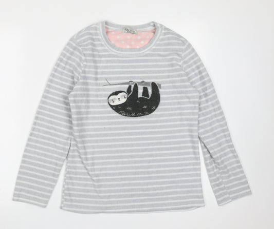 Love To Lounge Womens Grey Striped Polyester Top Pyjama Top Size S   - sloth