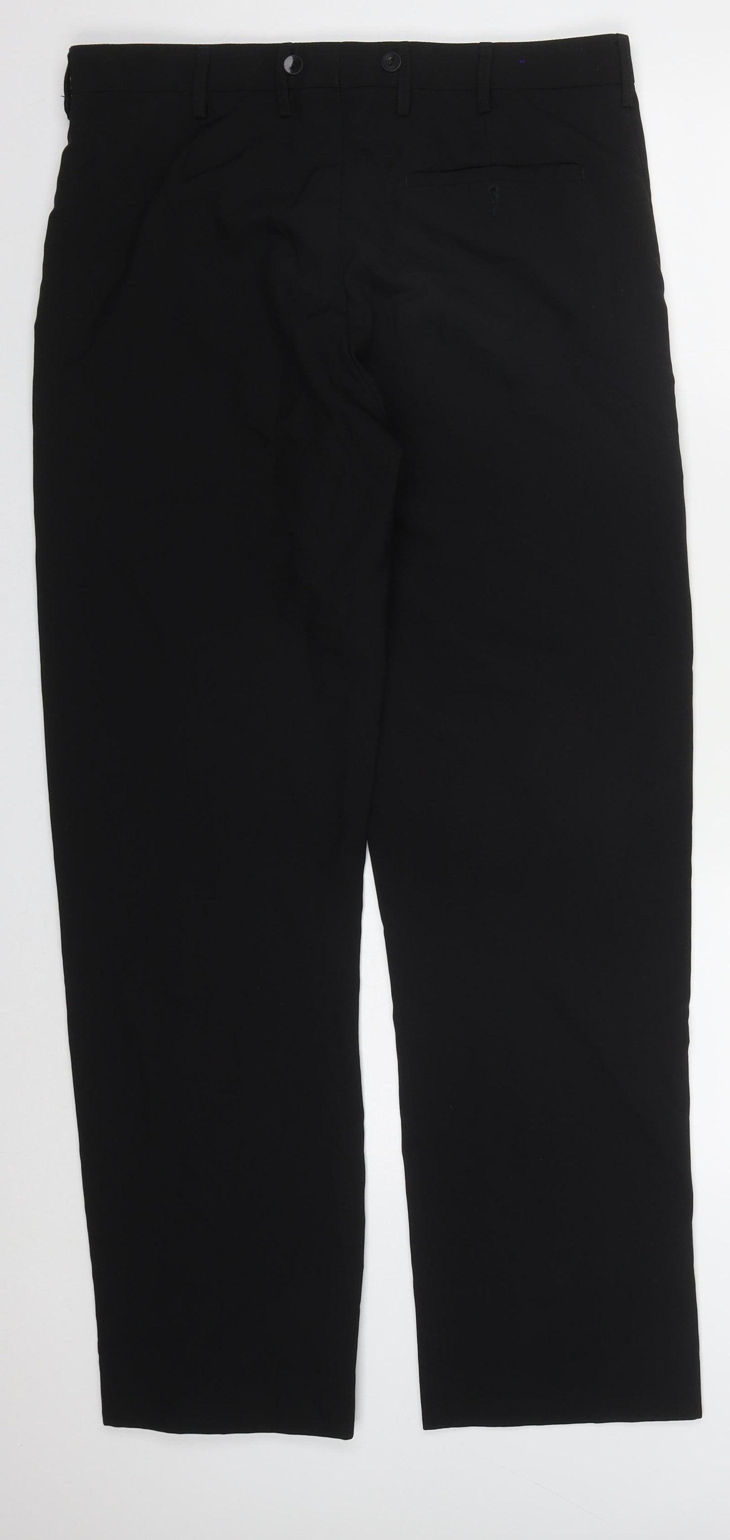 Henbury Mens Black  Polyester Trousers  Size 34 L31 in Regular Button