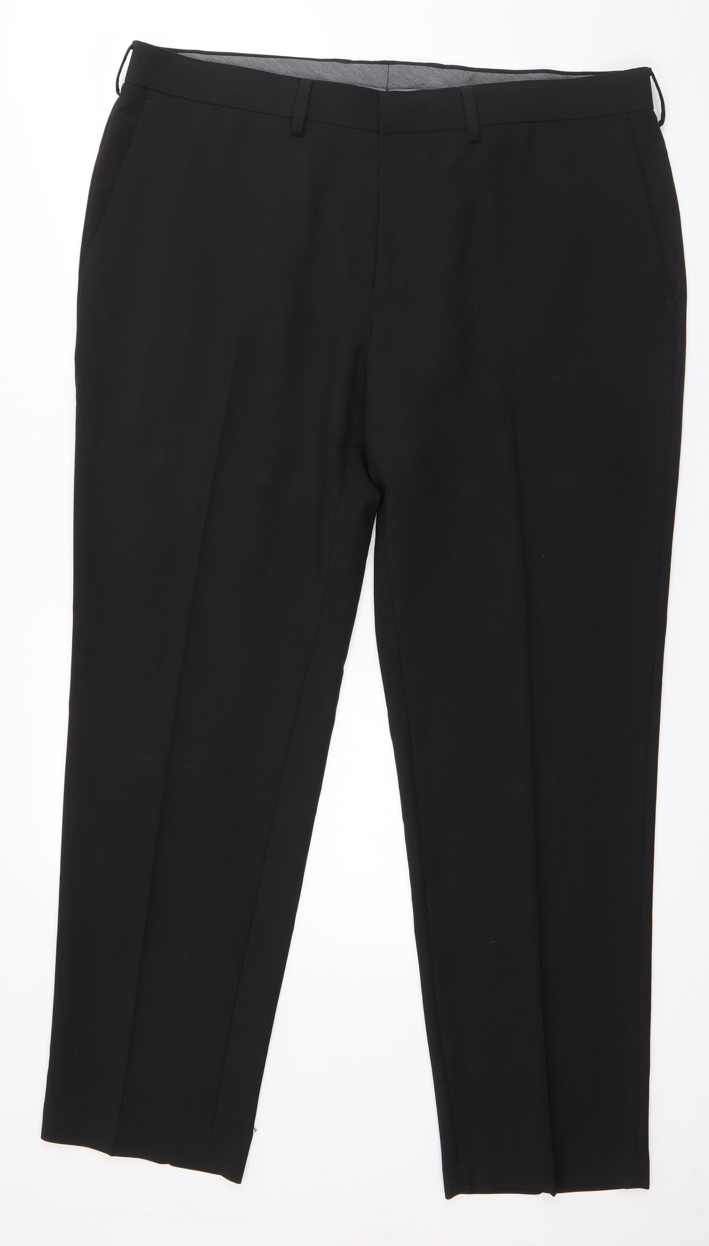 Haggar Mens Black  Polyester Trousers  Size 38 in L30 in Regular Zip