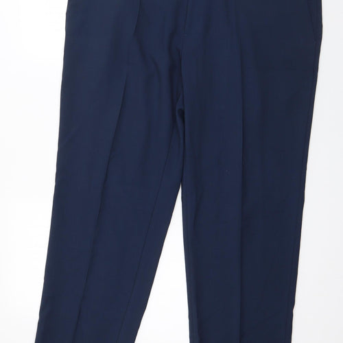 Haggar Mens Blue  Polyester Trousers  Size 38 in L30 in Regular Zip