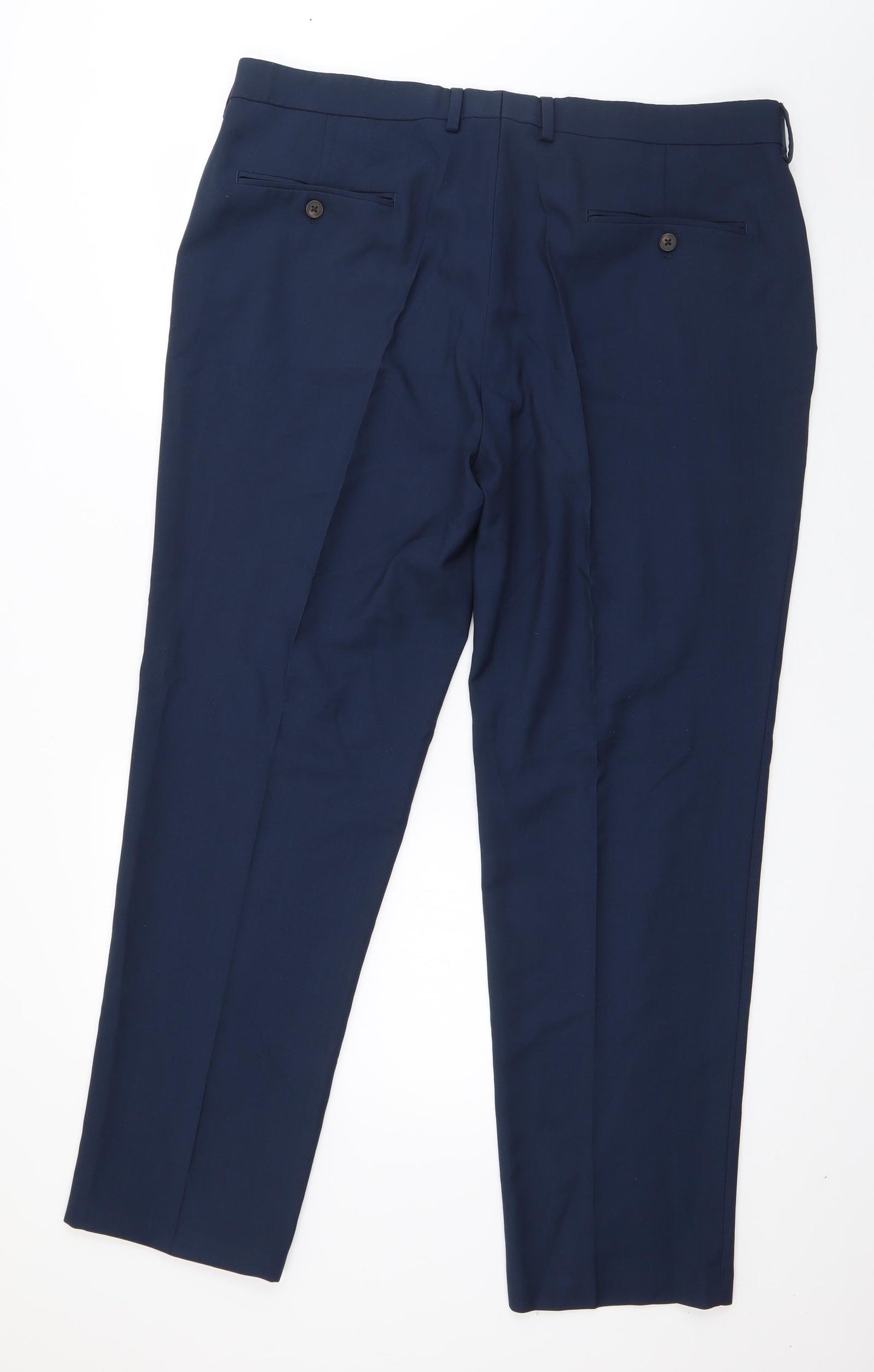 Haggar Mens Blue  Polyester Trousers  Size 38 in L30 in Regular Zip