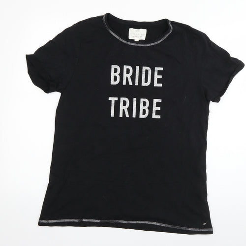 NEXT Womens Black Solid Cotton Top Pyjama Top Size M   - Bride Tribe