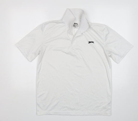 Slazenger  Mens White  Polyester Basic Polo Size M Collared