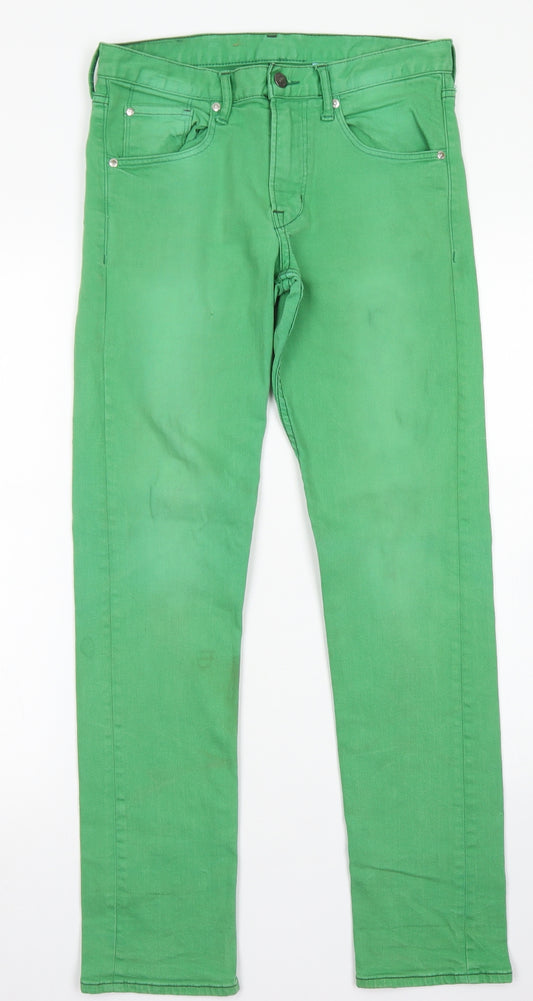 &Denim Girls Green  Cotton Skinny Jeans Size 14 Years  Regular Button