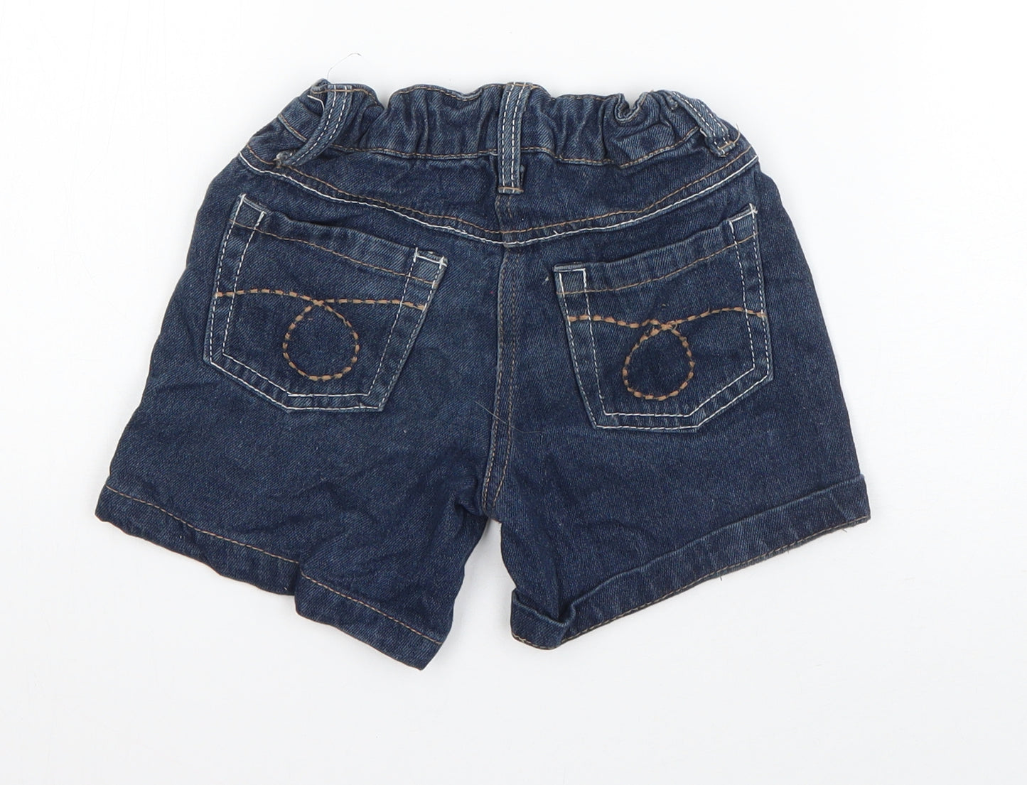 Denim & Co. Boys Blue  Cotton Biker Shorts Size 4-5 Years  Regular Buckle
