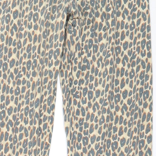 NEXT Girls Beige Animal Print Cotton Capri Trousers Size 12 Years  Regular