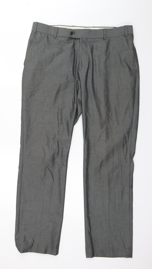 Preworn Mens Grey  Polyester Trousers  Size 36 in L30 in Regular