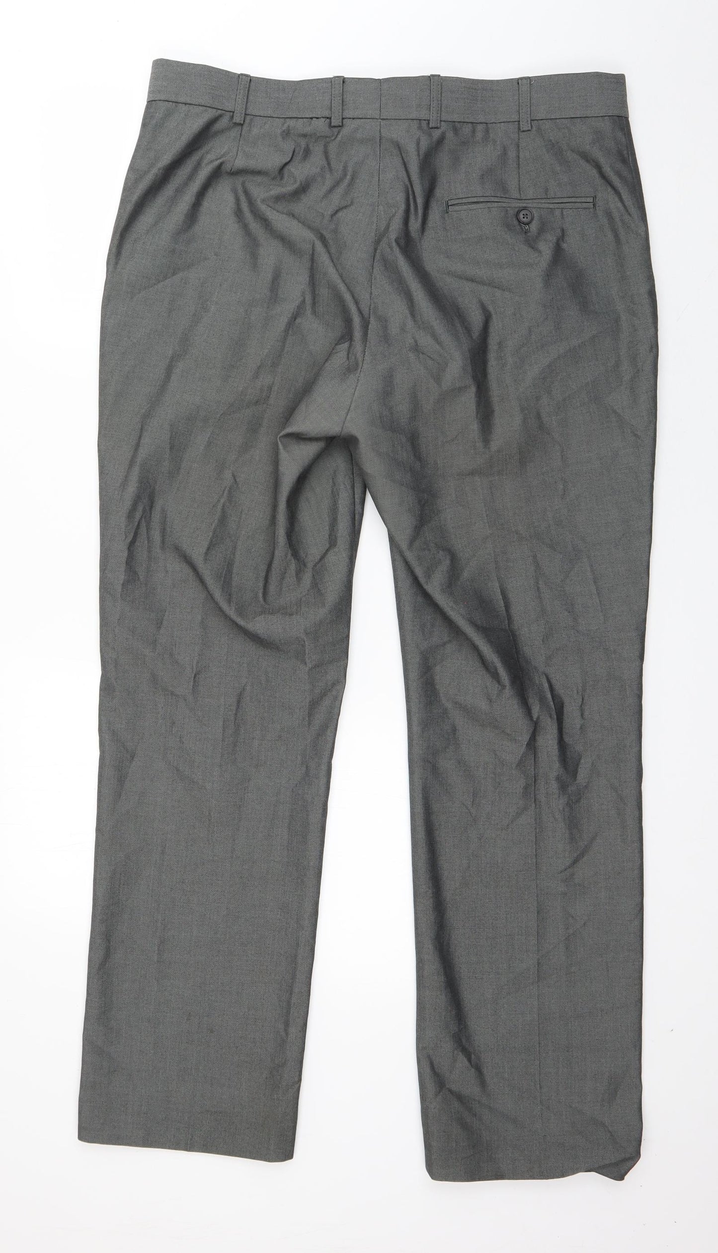 Preworn Mens Grey  Polyester Trousers  Size 36 in L30 in Regular