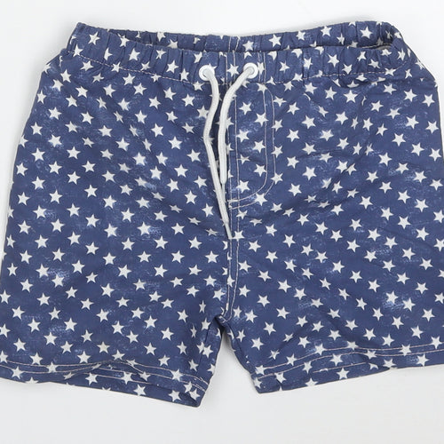 Hullaballoo Boys Blue Geometric Polyester Bermuda Shorts Size 5-6 Years  Regular Drawstring - Stars Swim Shorts