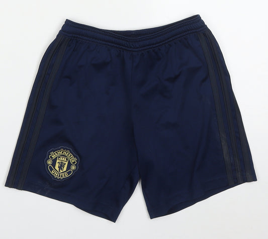 adidas Boys Blue  Polyester Sweat Shorts Size 9-10 Years  Regular  - Manchester United