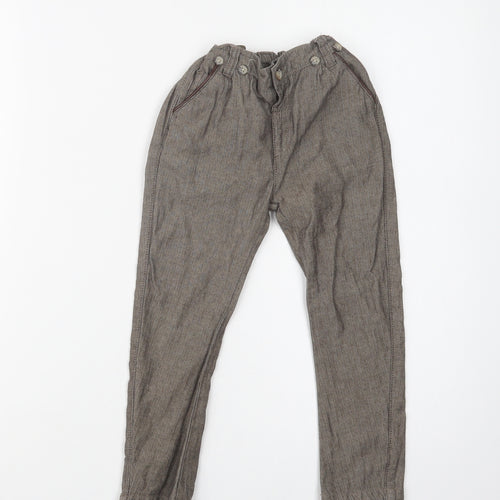 Matalan Boys Brown Herringbone Cotton Chino Trousers Size 2-3 Years  Regular Button