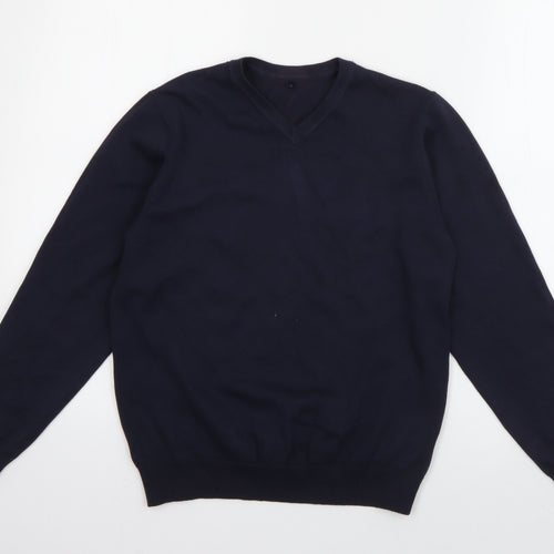 George Boys Blue V-Neck  Cotton Pullover Jumper Size 10-11 Years  Pullover