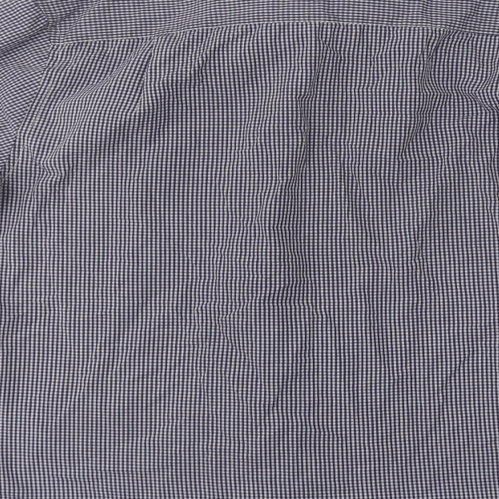 Primark Mens Blue Check Polyester  Dress Shirt Size 16 Collared Button
