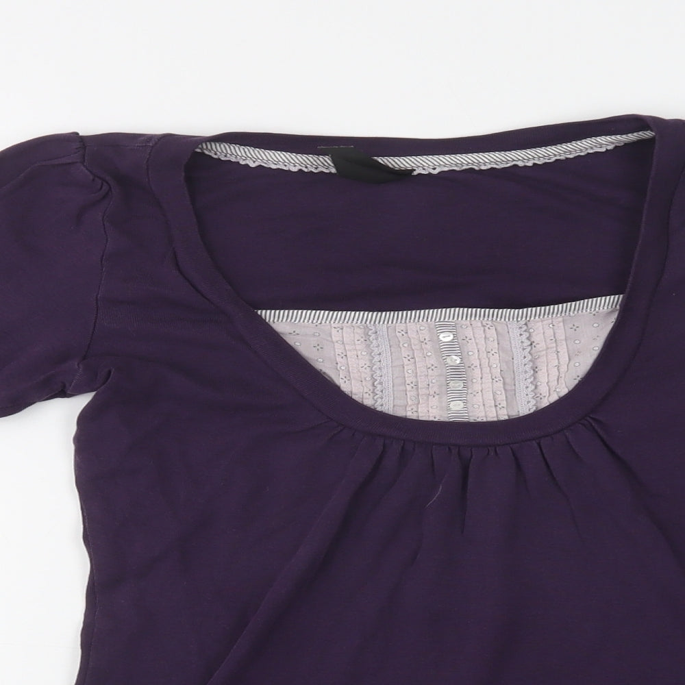 M&S Womens Purple  Cotton Kimono Pyjama Top Size 12