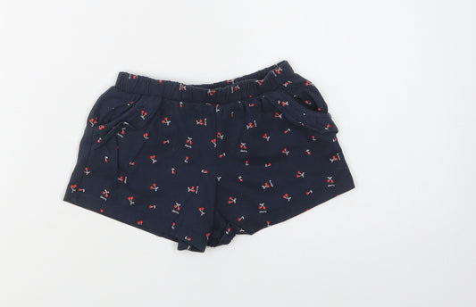 Mothercare Girls Blue Geometric Cotton Bermuda Shorts Size 4-5 Years  Regular  - Cherry Print