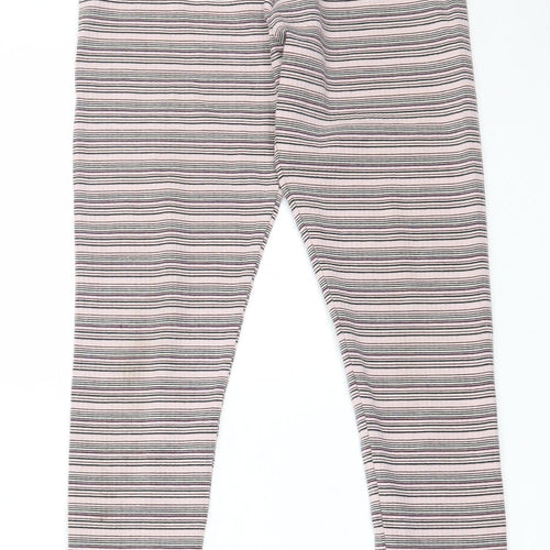 NEXT Girls Pink Striped Cotton Capri Trousers Size 12 Years  Regular  - leggings