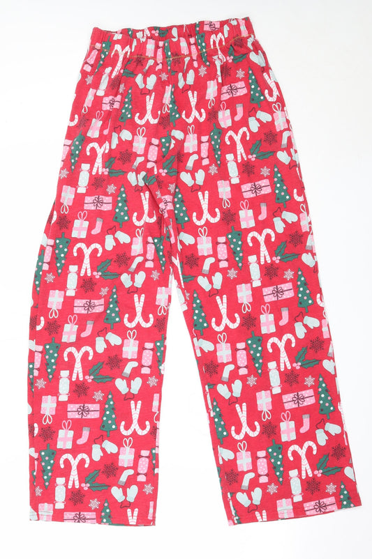 George Womens Red Solid Polyester Capri Pyjama Pants Size M   - christmas