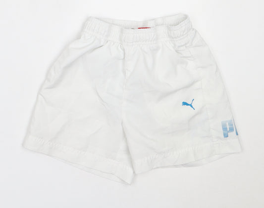 PUMA Boys White  Polyester Bermuda Shorts Size S  Regular