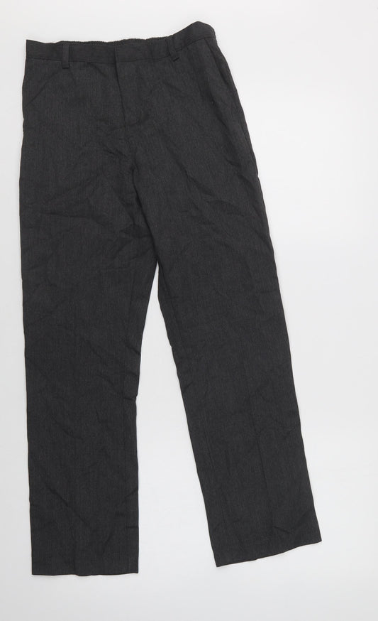 George Boys Grey  Polyester Dress Pants Trousers Size 11-12 Years  Regular Hook & Loop - School Wear