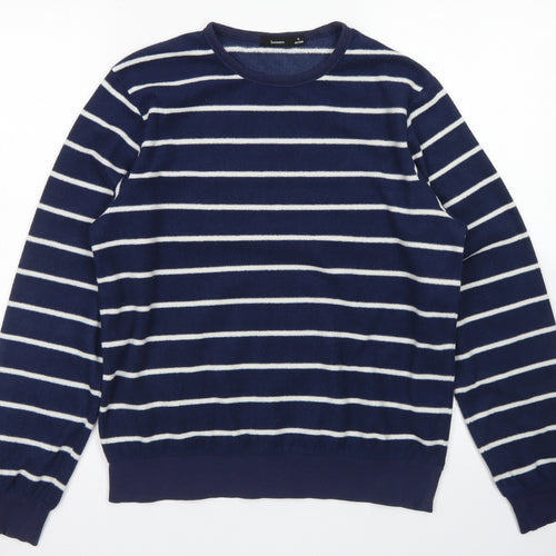 Bossini Girls Blue Striped Polyester Pullover Sweatshirt Size S