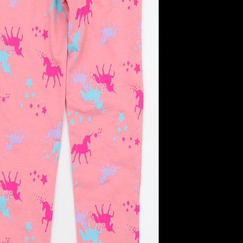 NEXT Girls Pink Geometric Cotton Capri Trousers Size 11 Years  Regular  - Unicorn print