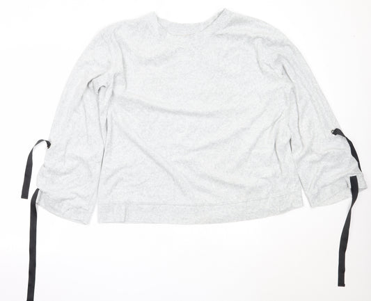 F&F Womens Grey Solid Cotton Top Pyjama Top Size 18