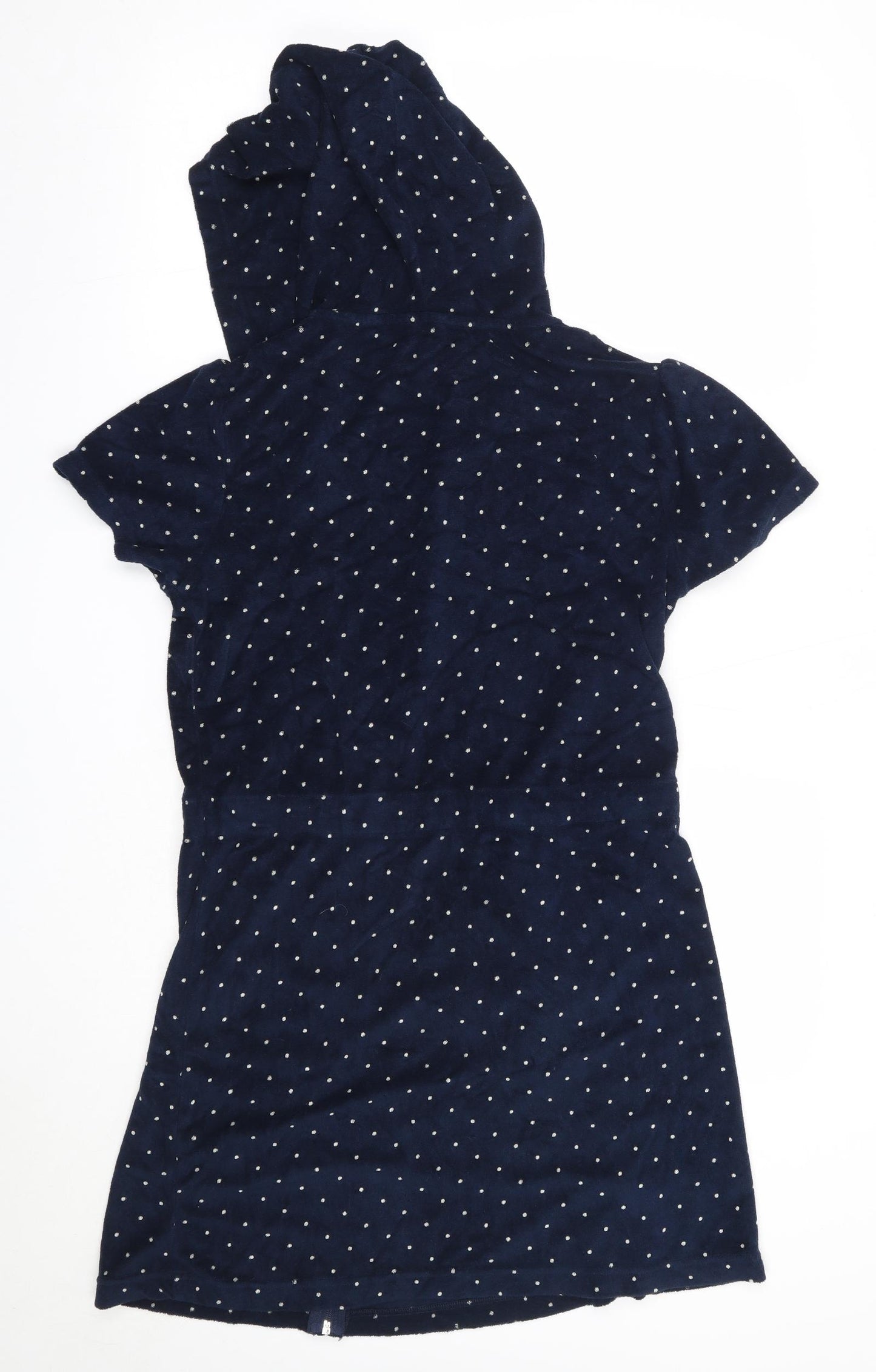 Marks and Spencer Womens Blue Polka Dot Cotton Top Robe Size 8  Zip