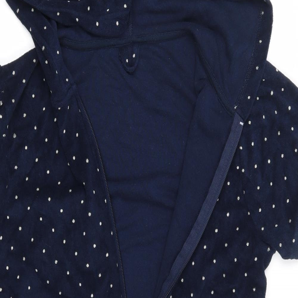 Marks and Spencer Womens Blue Polka Dot Cotton Top Robe Size 8  Zip