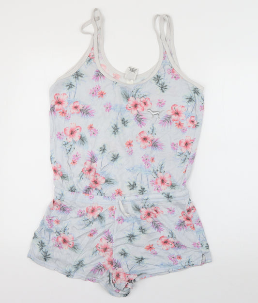 PINK Womens Blue Floral Viscose Top One Piece Size S