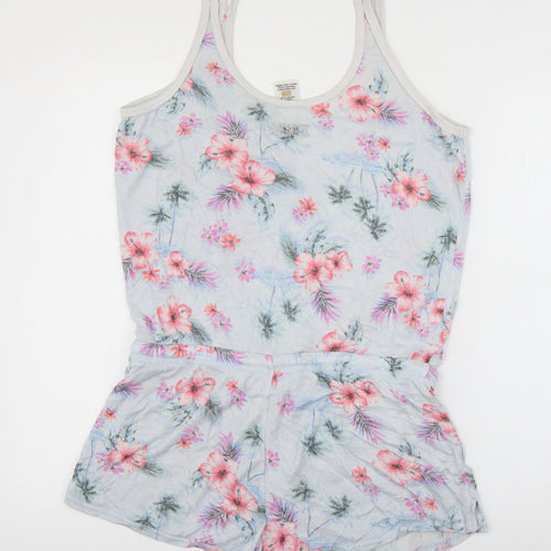 PINK Womens Blue Floral Viscose Top One Piece Size S