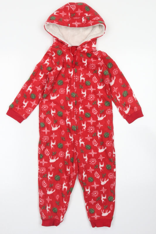 Lupilu Boys Red Fair Isle Polyester  One Piece Size 2-3 Years  Zip