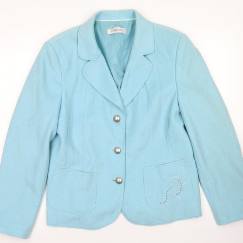 Gelco Womens Blue  Polyester Jacket Blazer Size 14
