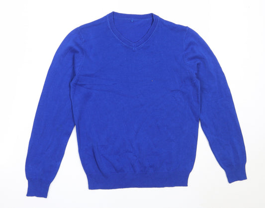 George Boys Blue V-Neck  Cotton Pullover Jumper Size 9-10 Years