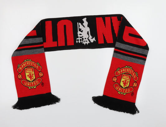 Preworn Boys Red Geometric Acrylic Scarf  One Size  - Manchester United FC