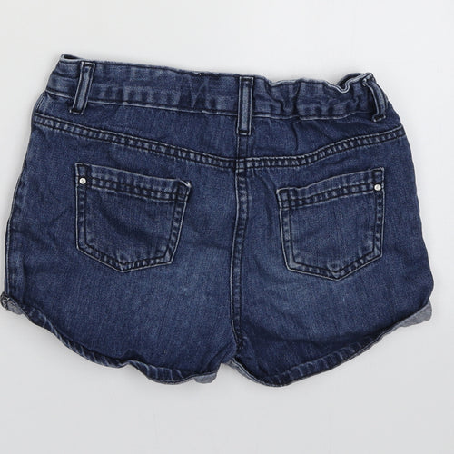 Matalan Girls Blue  Cotton Bermuda Shorts Size 10 Years  Regular Buckle