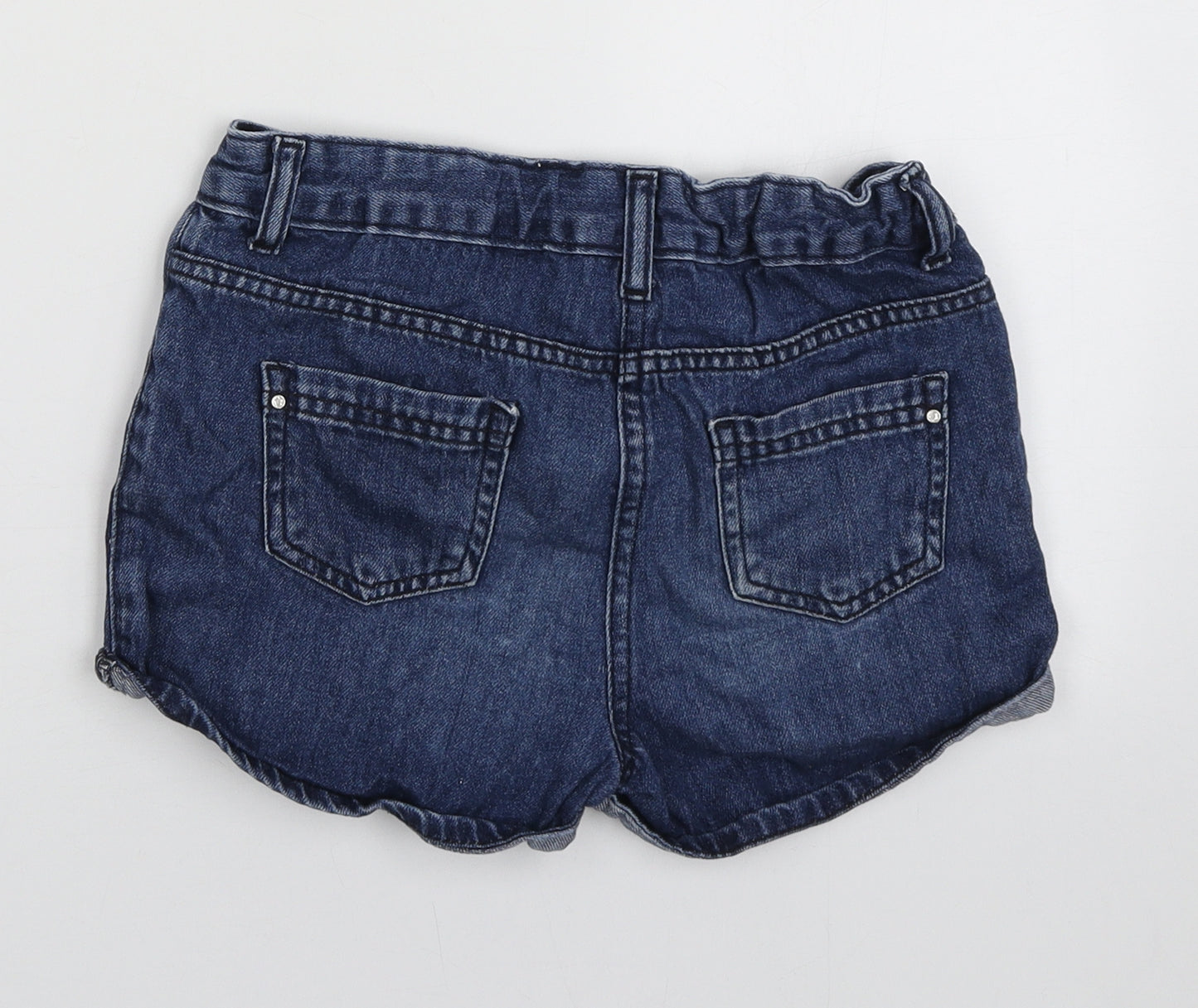 Matalan Girls Blue  Cotton Bermuda Shorts Size 10 Years  Regular Buckle