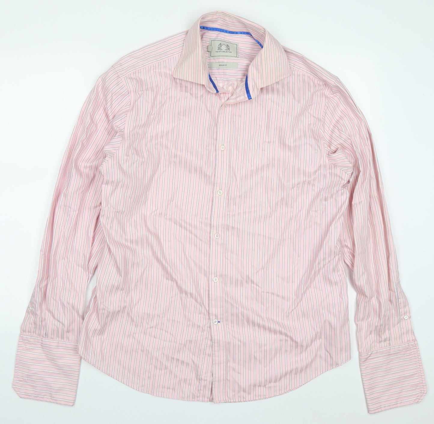 NEXT Mens Pink Striped Cotton  Dress Shirt Size 16.5 Collared Button