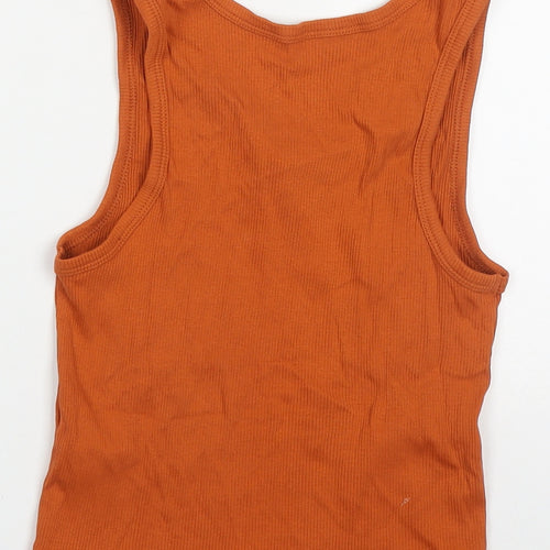 Primark Womens Orange Solid Cotton Top Pyjama Top Size 12