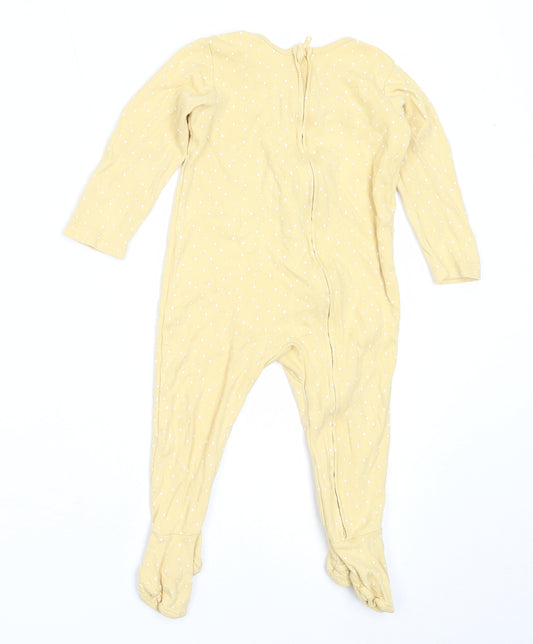 George Baby Yellow Polka Dot Cotton Babygrow One-Piece Size 9-12 Months