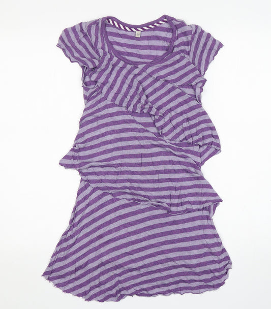 Fat Face Girls Purple Striped Viscose A-Line  Size 10-11 Years  Round Neck