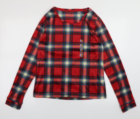 Marks and Spencer Womens Red Check Polyester  Pyjama Top Size 10