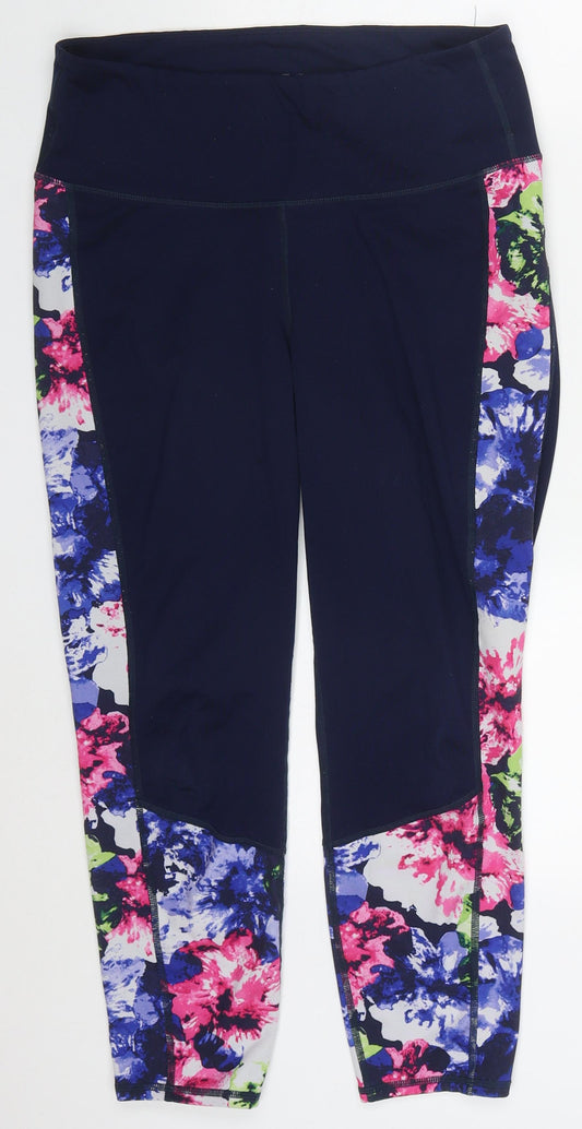 Gap Womens Blue Floral Polyester Capri Leggings Size L L24 in Regular