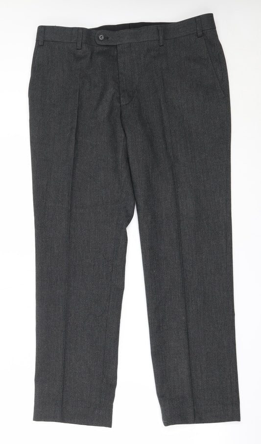 Preworn Mens Grey  Polyester Trousers  Size 36 in L30 in Regular