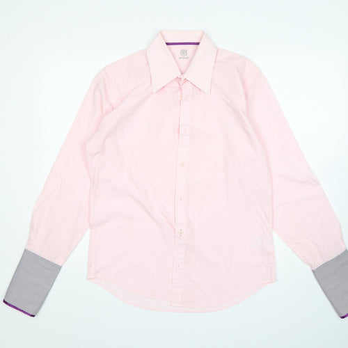 Preworn Mens Pink  Polyester  Dress Shirt Size M Collared