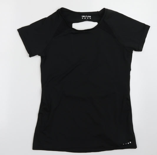 Matalan Womens Black  Polyester Basic T-Shirt Size S Crew Neck Pullover