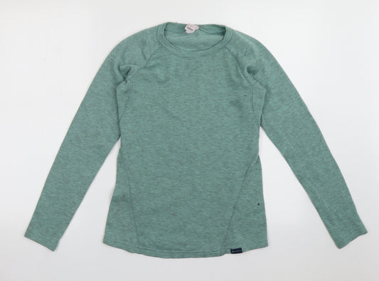 DECATHLON Womens Green  Polyester Basic Casual Size S Crew Neck Pullover