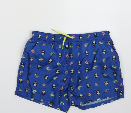 Yamamay Boys Blue Geometric Polyester Sweat Shorts Size 12 Years  Regular Tie - monkey and bananas