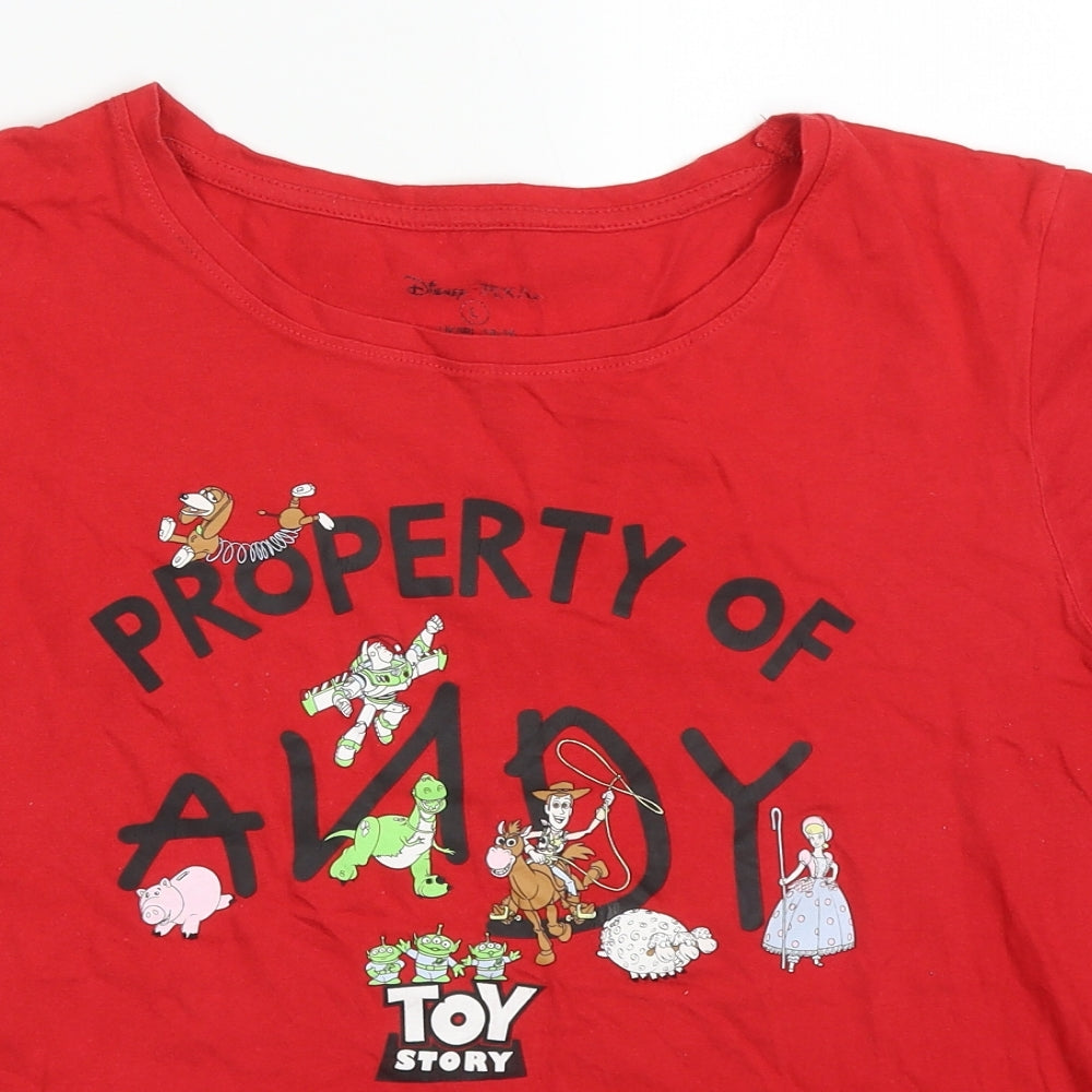 Primark Womens Red Solid Cotton Top Pyjama Top Size 14   - Property of Andy Toy Story