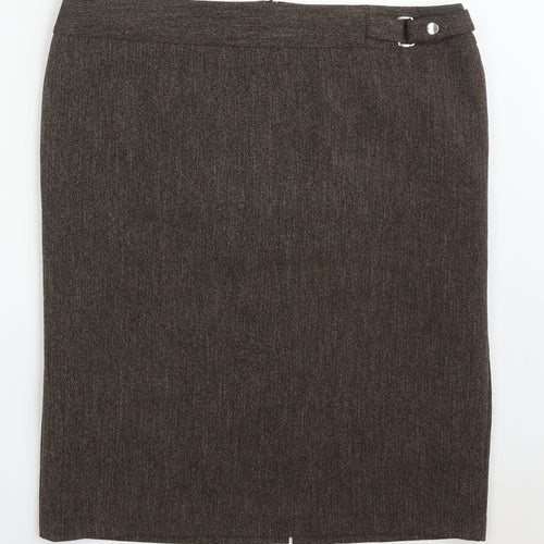 TWIGGY Womens Brown  Polyester Straight & Pencil Skirt Size 40 in   Zip