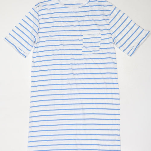 Dunnes Stores Womens White Striped Cotton Top Dress Size M